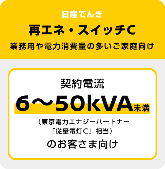 日産でんき 再エネ・スイッチC 業務用や電力消費量の多いご家庭向け